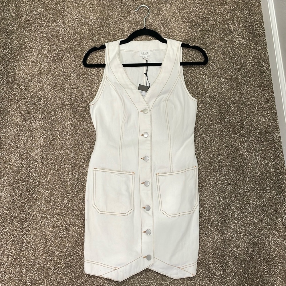 NWT Le Lis Collection White Dolly Denim Dress